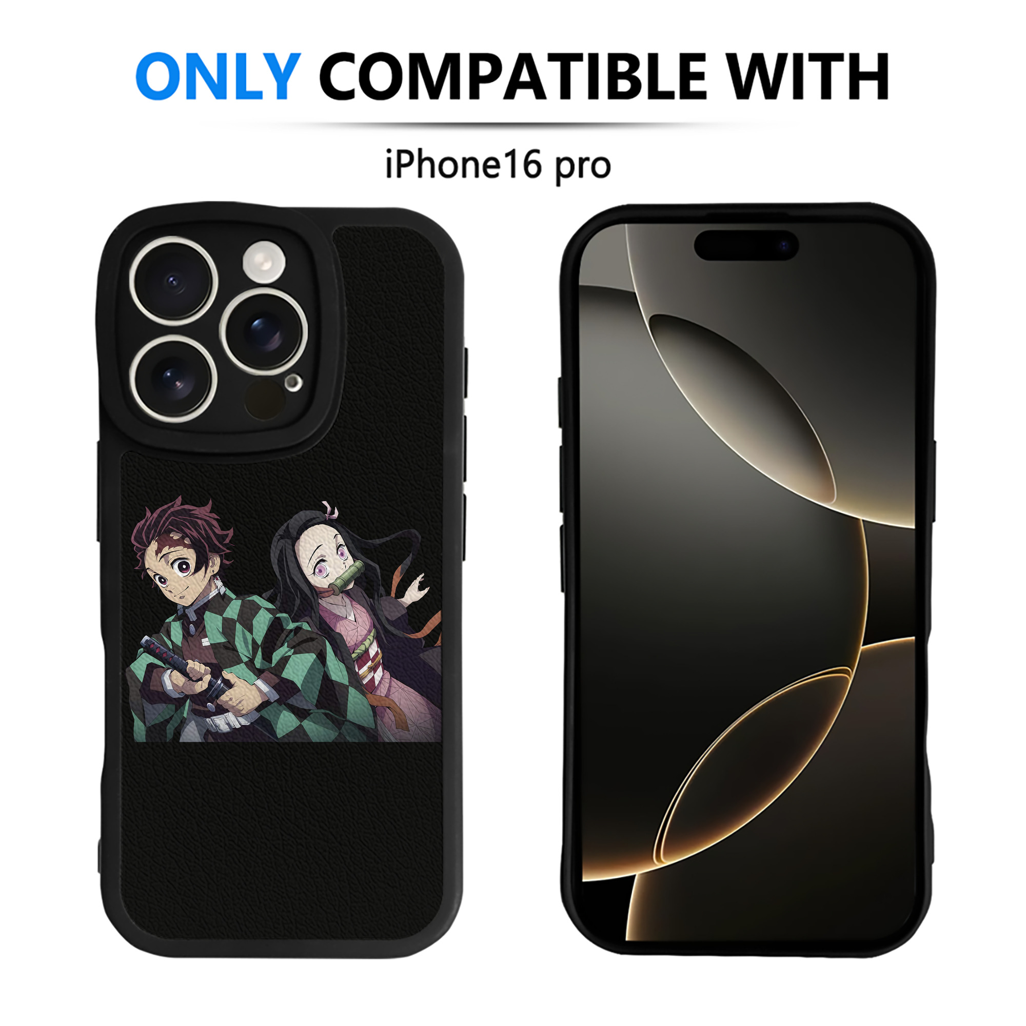 （画像用） 鬼滅の刃（きめつのやいば）竈門 禰󠄀豆子／かまど ねずこ Kamado Nezuko 【iPhone 16シリーズ対応】シリコンスマホケース（レザー調） 材質：シリコン